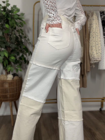 High Waisted Color Block Jeans