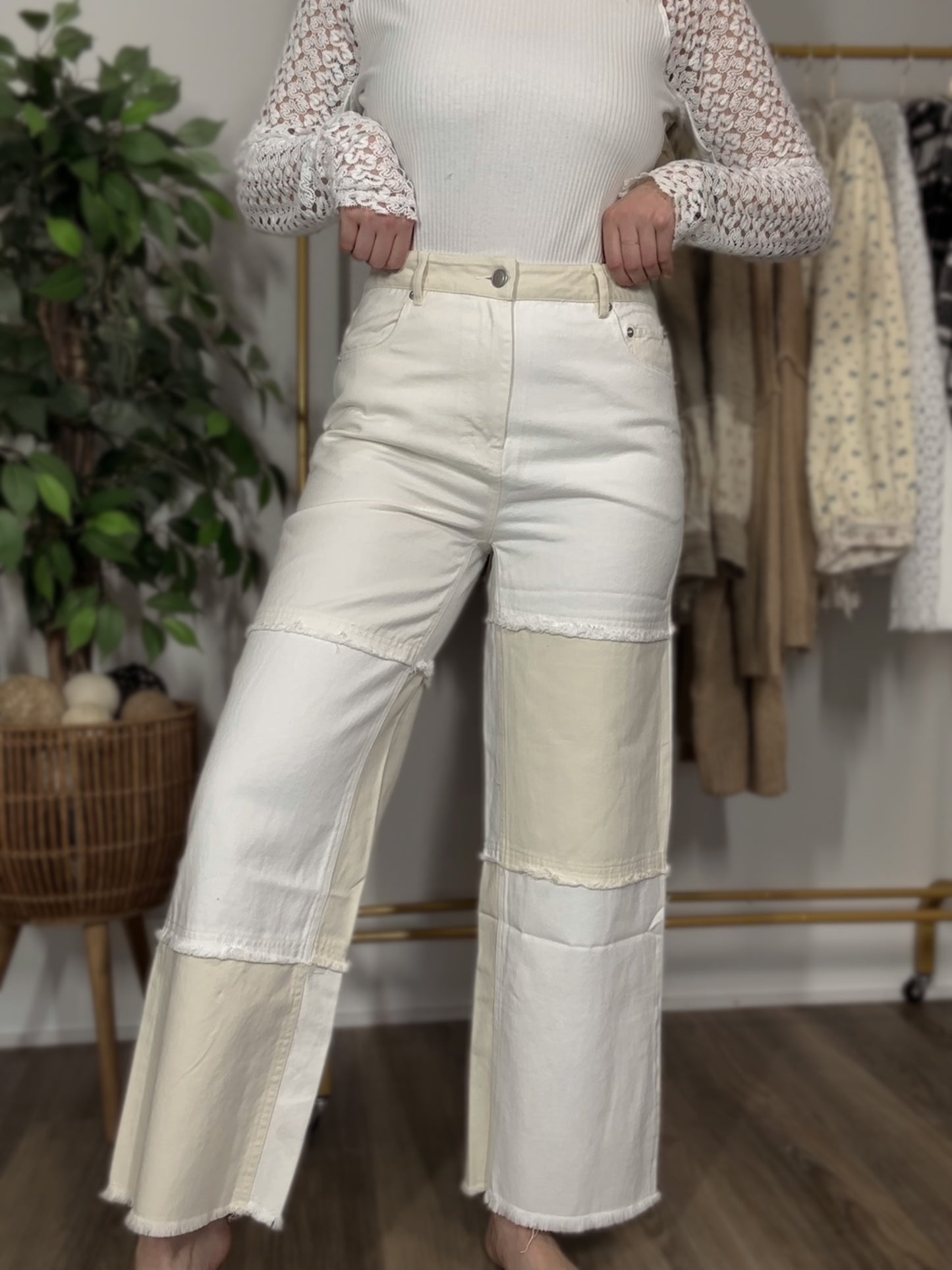 High Waisted Color Block Jeans