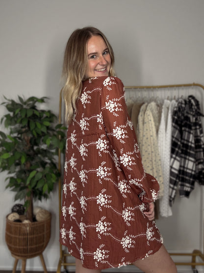 Maroon Meadow Mini Dress