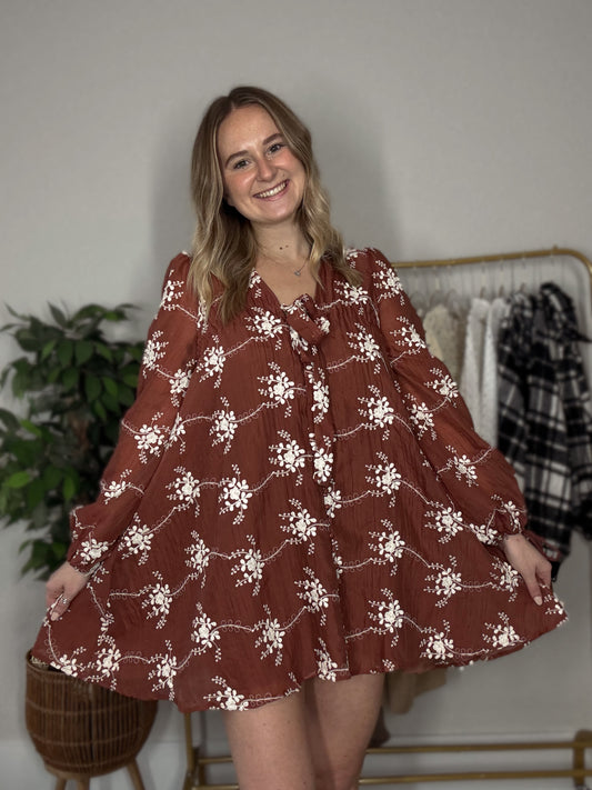 Maroon Meadow Mini Dress