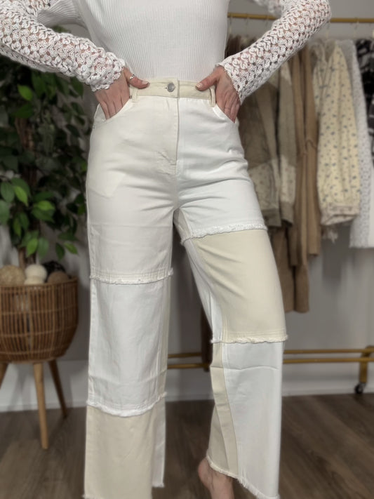 High Waisted Color Block Jeans